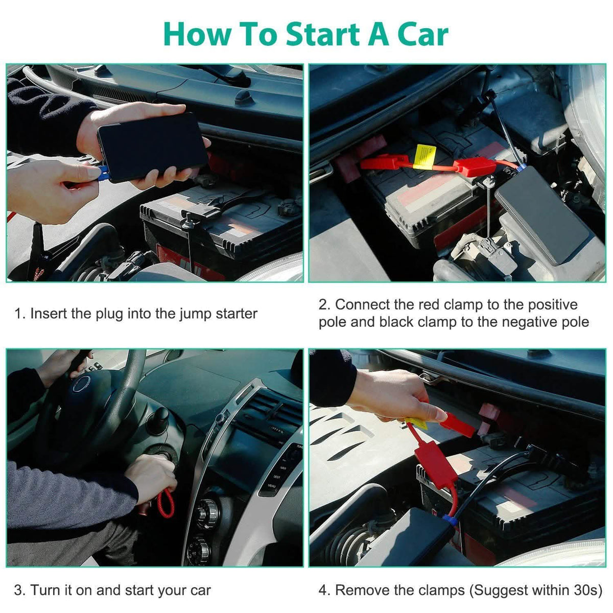 12V Car Jumper Starter 300A Peak 20000 mAh Battery Charger