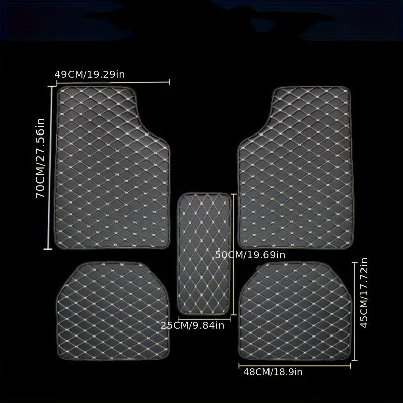 Kcimo 5Pcs Car Floor Mats Universal PU Leather Waterproof Auto Foot Pad Protector Automobile Interior Car Interior Accessories