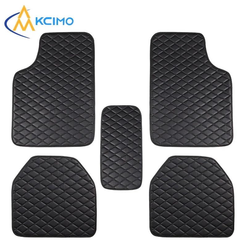 Kcimo 5Pcs Car Floor Mats Universal PU Leather Waterproof Auto Foot Pad Protector Automobile Interior Car Interior Accessories