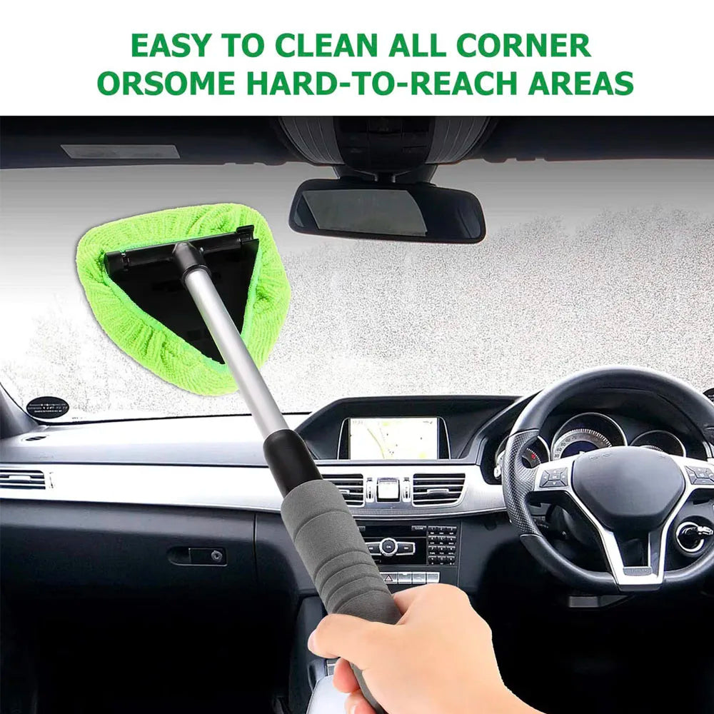Telescopic Car Window Windshield Cleaning Brush Set Microfiber Window Glass Cleaner Car Window Cleaner Scraping Mist Eliminator