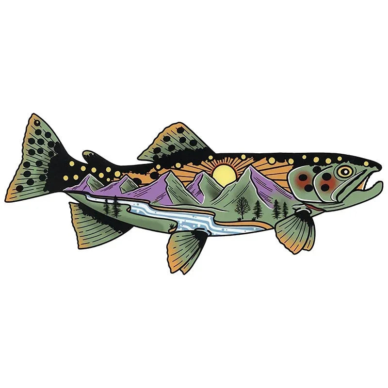 Car Stickers Wild Brown Trout Caravan Accessories Personality, Sticker Products Exterior Parts PVC Stylish, Decoration Cute