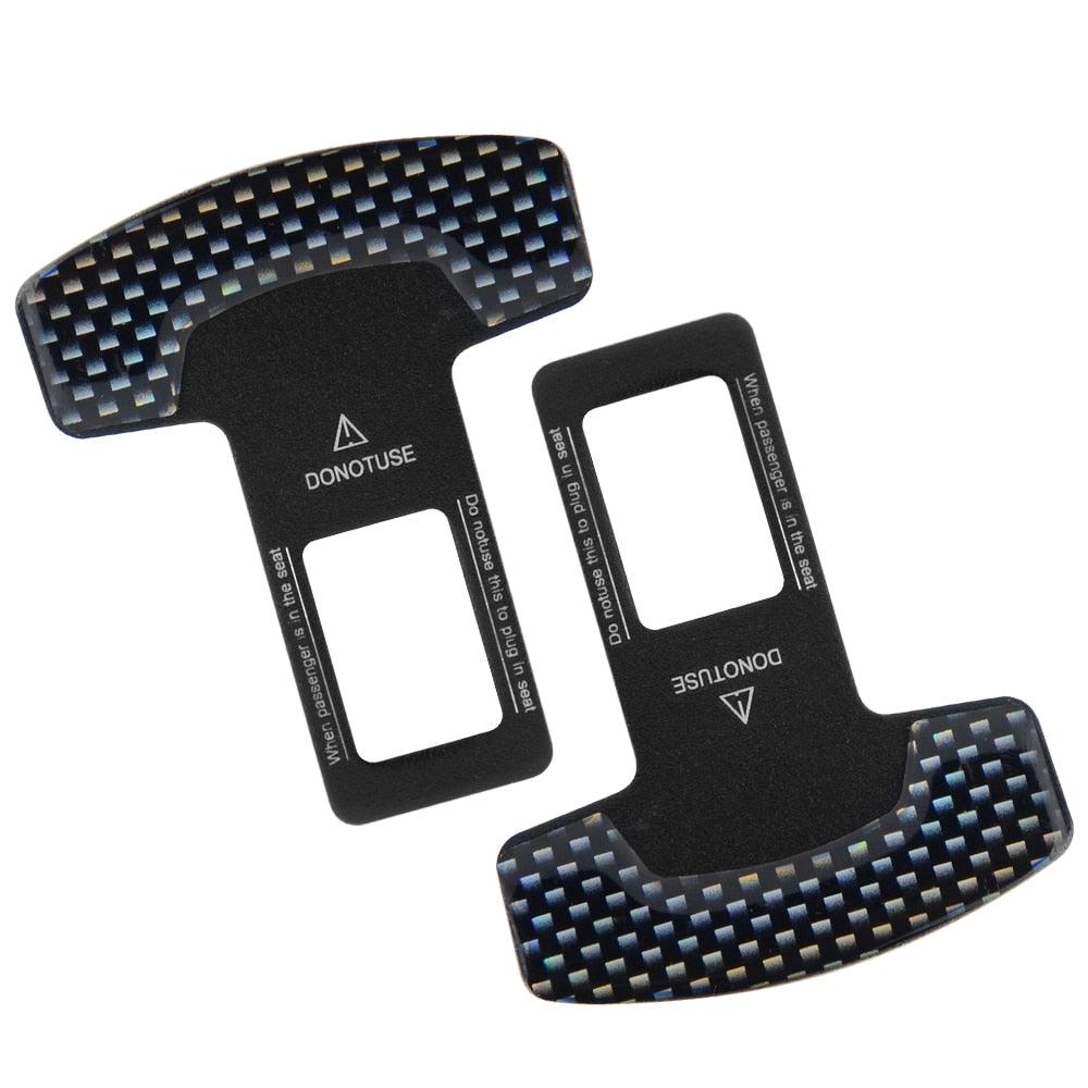Universal Car Safety Belt Clip Car Seat Belt Buckle Carbon Fiber Car Safety Seat Belt Buckle Alarm Stopper Clip Clamp Extender Car Seat Tool Auto Interior Accessories Vehicle-mounted Bottle Openers Car Accessories